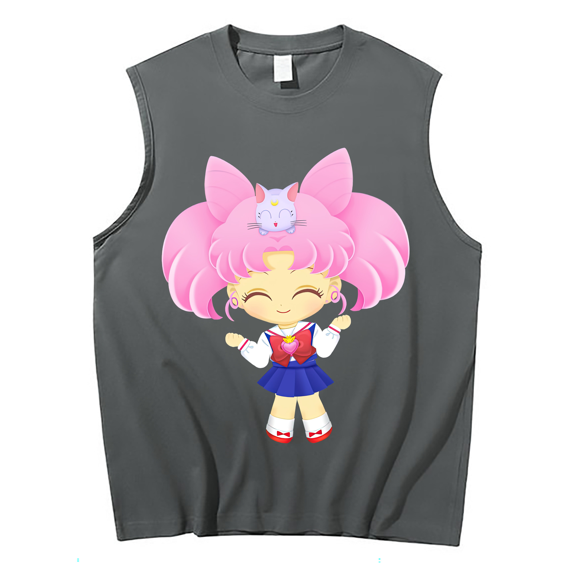 （画像用） 美少女戦士セーラームーン ちびうさ Sailor Moon Chibiusa Tsukino Usagi Small Lady Serenity コットン100％タンクトップ（フロントプリント）
